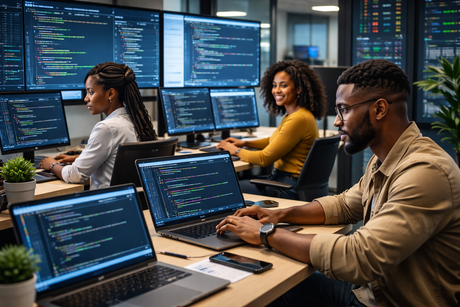 Hero image showcasing IT, Travel and Construction services